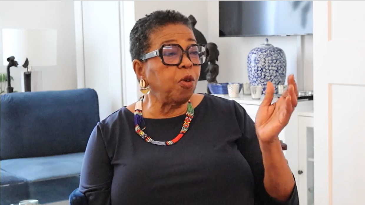 Still of Valerie Jo Bradley being interviewed in her home by jah elyse sayers on July 22, 2025